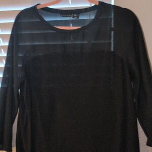 Tahari Black Sheer Blouse